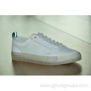 Women's Leather Breathable Inner Heighten White Shoes